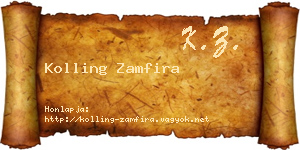 Kolling Zamfira névjegykártya